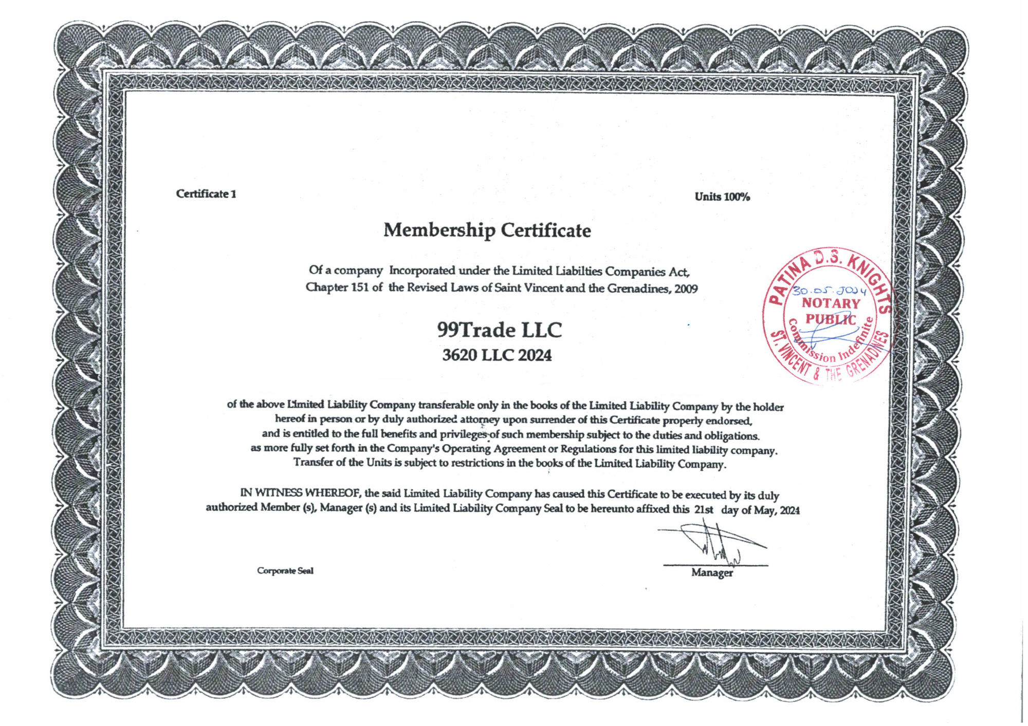 Xác minh đăng ký 99Trade LLC